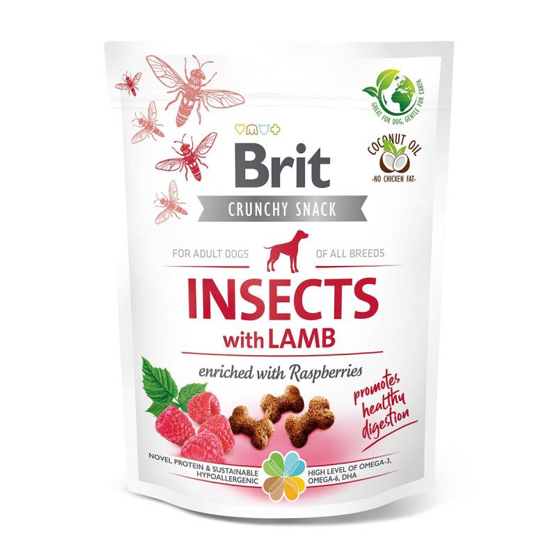 Brit Crunchy Cracker-Insekten, Lamm und Himbeeren 200g von Brit