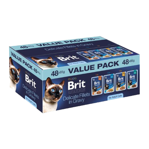 Brit Premium by Nature Cat - Delicate Fillets in Gravy Value Pack - 48 x 85 g Brit Premium by Nature Cat - Delicate Fillets in Gravy Value Pack - 48 x 85 g von Brit