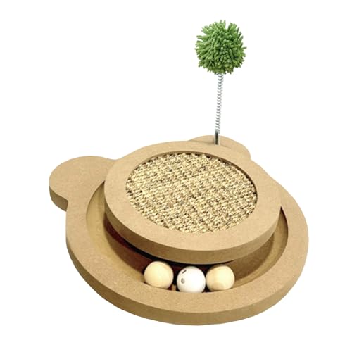 Britepaws Sisal-Kratzbrett mit Holzkugel, interaktives Spielzeug und Schaukelball, Spielzeug für Indoor-Katzen und Kätzchen, Katzen unterhalten sich selbst von Britepaws