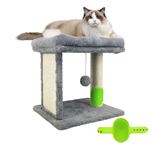 Katzenbetten für Indoor-Katzen - Großes Katzenhaus für Haustier mit flauschigem Ball zum Aufhängen und Kratzkissen, faltbares Katzenversteck von Britepaws