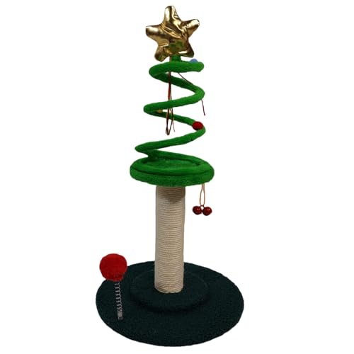 Kratzbaum Katzenturm Kratzbaum mit grüner Spiralfeder Spielzeug und goldenem Stern 56,9 cm Höhe für Indoor Katzen Katzenmöbel für Weihnachtsdekoration Interaktives Katzenspielzeug von Britepaws