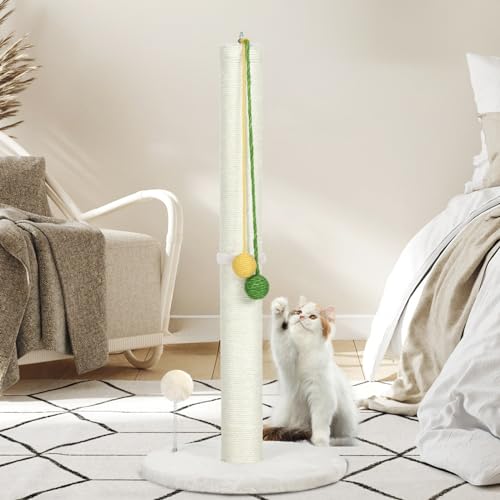Simple Cat Scratching Post Cat Scratcher 84.8 cm Tall Scratching Post with Sisal Rope for Indoor Kitten and Large Cats Sisal Cat Scratcher with Hanging Ball for Playing von Britepaws