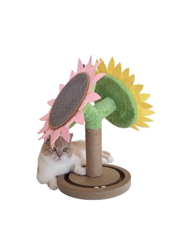 Sonnenblumenkratzbaum mit Kugelbahnbasis, 50,5 x 30,5 cm, Rosa und Gelb Sonnenblumenkratzbaum mit Kugelbahnbasis, 50,5 x 30,5 cm, Rosa und Gelb von Britepaws