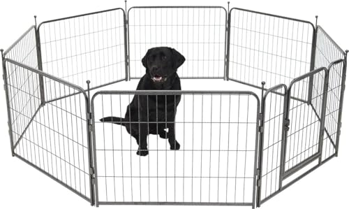 Brixy Hundeauslauf - Welpenlaufstall - 8 Panels - 60 x 80 CM - 480 CM Umfang - Faltbar - Mit Tür - Stahl - Schwarz Brixy Hundeauslauf - Welpenlaufstall - 8 Panels - 60 x 80 CM - 480 CM Umfang - Faltbar - Mit Tür - Stahl - Schwarz von Brixy