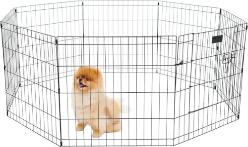 Brixy Welpenauslauf - Hundeauslauf - 8 Panels - 60 x 60 CM - 480 CM Umfang - Faltbar - Mit Tür - Kaninchenstall - Schwarz Brixy Welpenauslauf - Hundeauslauf - 8 Panels - 60 x 60 CM - 480 CM Umfang - Faltbar - Mit Tür - Kaninchenstall - Schwarz von Brixy