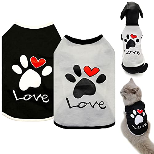 Brocarp Hunde-Shirt Welpenkleidung, 2 Stück Hunde-T-Shirt Basic Weste Outfit, Haustierbekleidung, Hunde-T-Shirt, ärmellos, Baumwolle, weiche und atmungsaktive T-Shirts von Brocarp