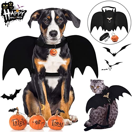 Hunde-Fledermaus-Kostüm, Halloween, Haustierkostüme, Fledermausflügel, Cosplay, Hundekostüm mit Leine und Kürbisglocken, Hundekleidung für kleine, lustiges Outfit, coole Bekleidung von Brocarp