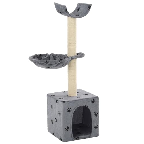 Brokky Katzen-Kratzbaum mit Sisal-Säulen 105 cm Katzenkratzbaum Cat Tree Katzen Kratzbaum Katzen ZubehöR Indoor Pfoten-Aufdruck Grau Brokky Katzen-Kratzbaum mit Sisal-Säulen 105 cm Katzenkratzbaum Cat Tree Katzen Kratzbaum Katzen ZubehöR Indoor Pfoten-Aufdruck Grau von Brokky