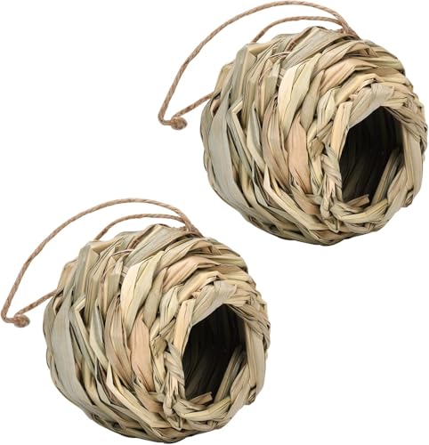 2er Set Nistkasten für Wildvögel, Vogelnest Gras, Vogelhaus zum Aufhängen, Brutkasten für Vögel für Draußen, Handgewebte Vogelhütte für Meise, Spatzen, Kanarienvogel, Wellensittich und Amsel (14x14cm) 2er Set Nistkasten für Wildvögel, Vogelnest Gras, Vogelhaus zum Aufhängen, Brutkasten für Vögel für Draußen, Handgewebte Vogelhütte für Meise, Spatzen, Kanarienvogel, Wellensittich und Amsel (14x14cm) von BrooBirder