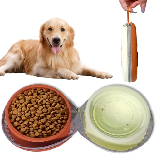 Hundenapf Faltbar, 900ml Futternapf Hund, Fressnapf Hund Edelstahl, Napf Hunde Unterwegs, Hundenäpfe Plastik mit Griff, Hundeschüssel Camping und Wandern, Tragbarer Wassernapf für Große/Kleine Hunde,F Hundenapf Faltbar, 900ml Futternapf Hund, Fressnapf Hund Edelstahl, Napf Hunde Unterwegs, Hundenäpfe Plastik mit Griff, Hundeschüssel Camping und Wandern, Tragbarer Wassernapf für Große/Kleine Hunde,F von BrooBirder