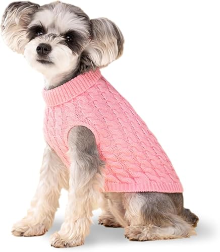 Hundepullover, Rollkragenpullover, Hunde Pulli für Kleine und Mittelgroße Hunde, Warme Hundekostüm für Chihuahua, Bulldoggen, Yorkshire Terrier, Cocker Spaniel, Bequem und Atmungsaktiv (Rosa,XS) von BrooBirder