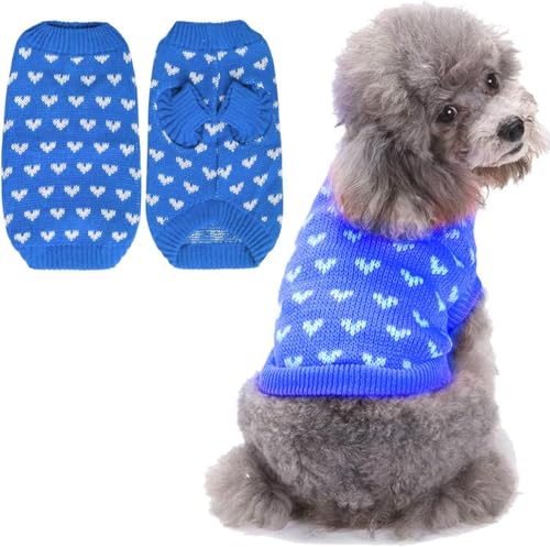 Hundepullover Warm, Hundepulli für kleine mittelgroße Hunde, Herbst/Winter hohe Elastizität Bequeme Haustierkleidung, Weihnachten Neujahr Hundekostüm (Blau,M) von BrooBirder