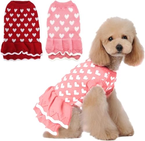 Hundepullover Warm, Hundepulli für kleine mittelgroße Hunde, Herbst/Winter hohe Elastizität Bequeme Haustierkleidung, Weihnachten Neujahr Hundekostüm (Rosa Kleider,XS) von BrooBirder
