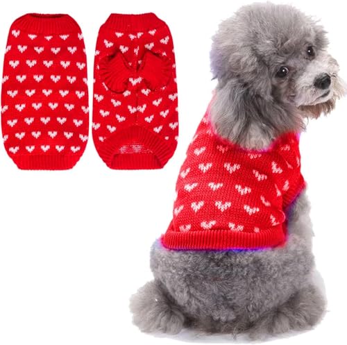 Hundepullover Warm, Hundepulli für kleine mittelgroße Hunde, Herbst/Winter hohe Elastizität Bequeme Haustierkleidung, Weihnachten Neujahr Hundekostüm (Rot,S) von BrooBirder