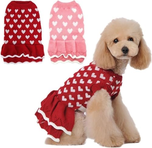 Hundepullover Warm, Hundepulli für kleine mittelgroße Hunde, Herbst/Winter hohe Elastizität Bequeme Haustierkleidung, Weihnachten Neujahr Hundekostüm (Rot Kleider,M) von BrooBirder