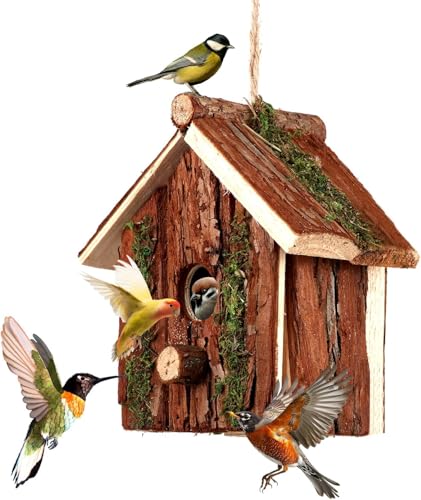 Vogelhaus zum Aufhängen, Nistkasten für Vögel für Draußen Wetterfest, Vogelhäuschen Holz, Vogelvilla für Garten, Balkon & Terrasse Deko, 28mm Einflugloch, Landhausstil Vogelhaus zum Aufhängen, Nistkasten für Vögel für Draußen Wetterfest, Vogelhäuschen Holz, Vogelvilla für Garten, Balkon & Terrasse Deko, 28mm Einflugloch, Landhausstil von BrooBirder