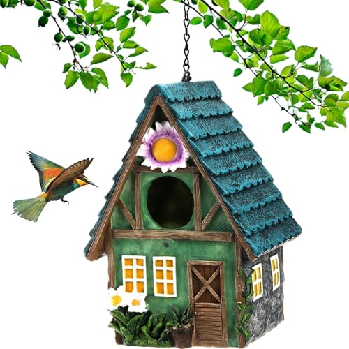 Vogelhaus zum Aufhängen, Vogelhäuschen Bunt, Nistkasten für Vögel für Draußen Wetterfest, Vogelvilla für Garten, Balkon & Terrasse Deko, 4cm Einflugloch, Landhausstil, Harz Vogelhaus zum Aufhängen, Vogelhäuschen Bunt, Nistkasten für Vögel für Draußen Wetterfest, Vogelvilla für Garten, Balkon & Terrasse Deko, 4cm Einflugloch, Landhausstil, Harz von BrooBirder