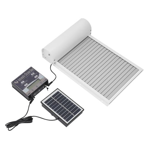 Automatische Hühnertür mit Fernbedienung, Wasserdicht Elektrische Hühnerklappe mit LCD Display, Timer und Lichtsensor, 4 Modi Hühnerklappe Solar, Intelligenter Einklemmschutz (Weiß) von Brride