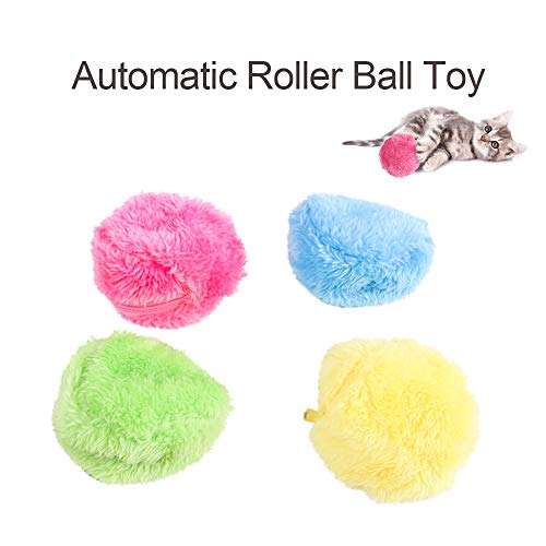 Haustier-Rollerball, Automatisches Rollerball-Spielzeug für Hunde und Katzen, Hunde-Plüschtier, Bewegungsaktivierter Ball, Interaktives Haustierspielzeug mit 4 Korallensamtbezügen von Brrnoo