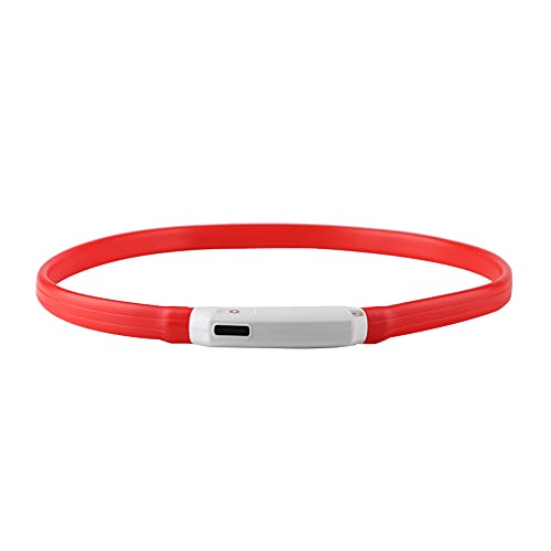 Brrnoo LED Hundekragen Wiederaufladbar, Leuchtende Hunde Walking -Leuchten Hundekragen für Nacht Walking Light Up Silikon Weiches Hund Halskette Licht für Kleine Mittelgroße Große Hunde (Rot) von Brrnoo