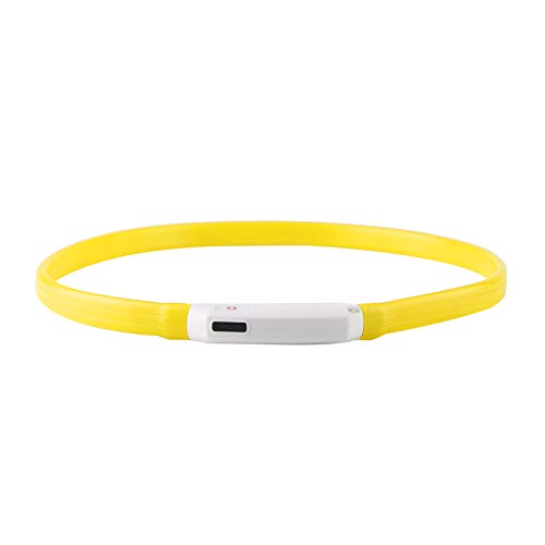 Brrnoo LED Hundekragen Wiederaufladbar, Leuchtende Hunde Walking -Leuchten Hundekragen für Nacht Walking Light Up Silikon Weiches Hund Halskette Licht für Kleine Mittelgroße Große Hunde (Yellow) von Brrnoo