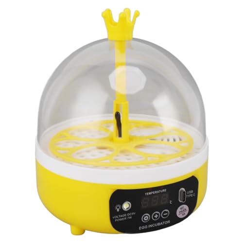 Brrnoo Mini -Ei -Inkubator mit Automatischer Temperatur- und Feuchtigkeitskontrolle, 4 Eiergeflügel -Schlupfmaschine für Hühner, Enten und Tauben zu Hause (Handbuch drehen) von Brrnoo