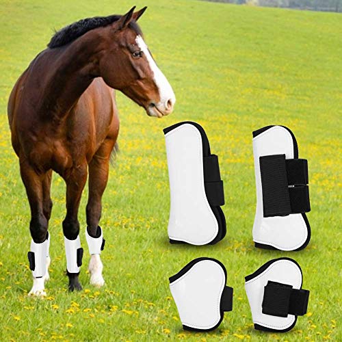 Brrnoo Pferdestiefel Set von 4, Pu Shell Horse Vorderbein Wadel des Wadelschuhe -Schalters Protektor Reitstiefel Schiene für Pferde Offen Vorder Brrnoo Pferdestiefel Set von 4, Pu Shell Horse Vorderbein Wadel des Wadelschuhe -Schalters Protektor Reitstiefel Schiene für Pferde Offen Vorder von Brrnoo