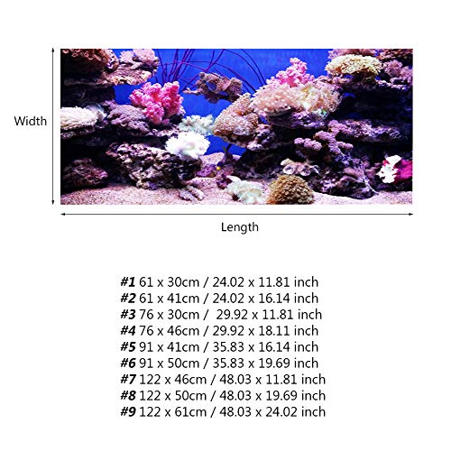 Brrnoo Terrariumhintergrund, 3D -Effekt -Kleben Korallenseeworld Poster Aquarium Dekor 3D Aquarium Hintergrund PVC Klebstoff Poster für Fischbox Dekoration (122 * 46cm) von Brrnoo