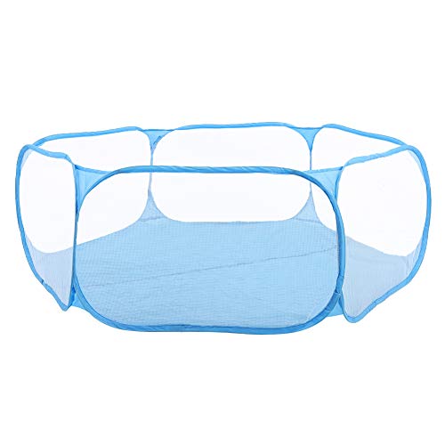 Brrnoo Tragbare Kleine Haustier-Tiere Playpen Transparent Welpenkatze Kaninchenkäfigzelt mit Nicht Gewebten Stoff, Atmungsaktives Netz, Faltbar, Leicht zu Tragen Erzeugt Einen (Blue) von Brrnoo
