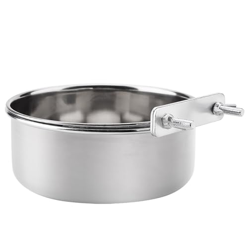 Brrnoo Vogelkäfig -Futtermittel, Sichtweite Käfigzubehör mit Klemmhalter Edelstahl Papageienfutter Wasser Fütterungsschale Vogelfutterschale für Vogelkäfigzubehör (#3) von Brrnoo