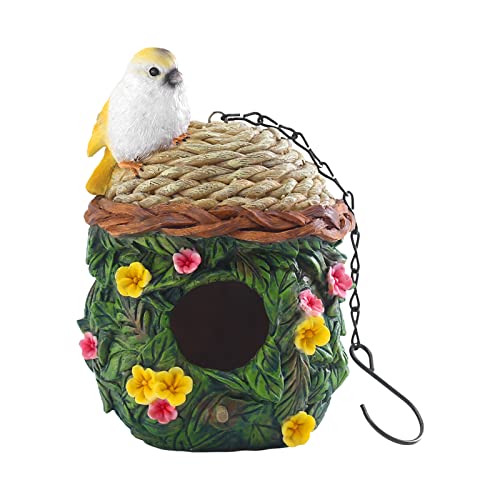 Brrnoo Hängendes Vogelhaus, Dekorativer Niedlicher Käfig für Vögel Im Freien, Kunstharz, Vogelhaus, Hängendes Nest, Ornament, Vogelkastenfigur für Kakadu, Ara, Sittich, Finken (Typ 3) von Brrnoo