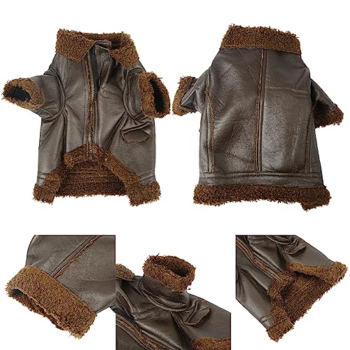 Hundelederjacke, PU Leder Motorrad Jacke Hunde Wintermantel Hundemantel Haustier Winter Leder Jacke Kalte Wettermäntel für Große Mittel Kleine Hunde, Terrierkleidung (XL) von Brrnoo
