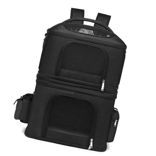 Katzen -, Katzen -Doppelschicht Trägertasche Kleiner Hunde Cat Rackpack mit Einem Verstellbaren Schultergurt, Es Bietet Einfache Tragen für Einen Verbesserten Komfort während des (Black) von Brrnoo