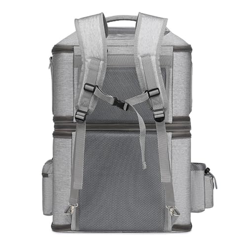 Katzen -, Katzen -Doppelschicht Trägertasche Kleiner Hunde Cat Rackpack mit Einem Verstellbaren Schultergurt, Es Bietet Einfache Tragen für Einen Verbesserten Komfort während des (Grey) von Brrnoo