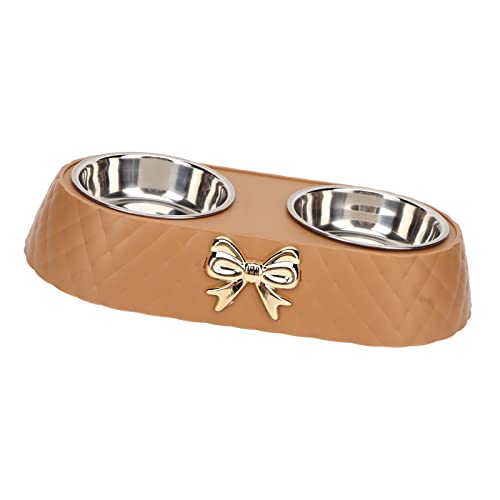 Katzenfutter und Wasserschüssel Set, Haustier -Feeder -Schalen Futtergericht Metallhundschalen Welpenschalen Doppelte Tierfutter Wasserschalen mit Bogenknoten Dekorierhalter für Kleine Mittelgroße Katzenfutter und Wasserschüssel Set, Haustier -Feeder -Schalen Futtergericht Metallhundschalen Welpenschalen Doppelte Tierfutter Wasserschalen mit Bogenknoten Dekorierhalter für Kleine Mittelgroße von Brrnoo