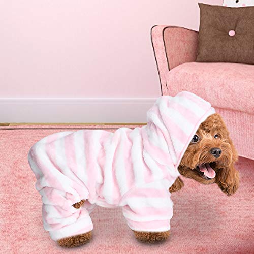 Katzenschneeanzug, 4 Beine Jumpsuit Pyjamas Streifen Hoodies Kleidung Hunde Jammies Fleece Hunde Pyjamas Winter Warmes Schweißhemd für Kleine Mittelgroße Hundekatze (XS) von Brrnoo