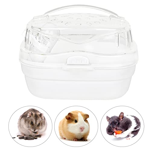 Brrnoo Kleintier-Hamster-Reisekäfig, Premium-Kunststoff, Großes Raumdesign, Atmungsaktiv und Sicher mit Tragbarem Leichtgewicht für Outdoor-Reisen (White) von Brrnoo