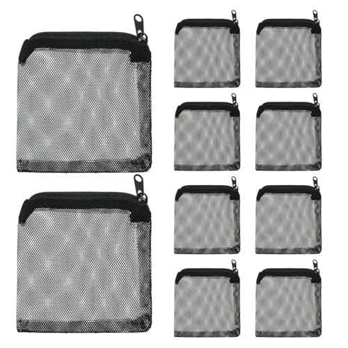 10 Stück Aquarium Filterbeutel, 10 x 10 cm Filtermedienbeutel aus Netzgewebe, Netzfilterbeutel, Fischtank Mesh Filterbeutel mit Reißverschluss Wiederverwendbare Filtersack für Aktivkohle Filtersteine von Bruislard