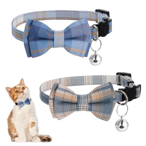 Süßes Kariertes Katzenhalsbänder 2 Stück Kleine Welpen Sicherheitsfliege Kätzchen Halsband mit Fliege und Glöckchen Verstellbares Sicherheitshalsband für Kätzchen und Welpen Süßes Kariertes Katzenhalsbänder 2 Stück Kleine Welpen Sicherheitsfliege Kätzchen Halsband mit Fliege und Glöckchen Verstellbares Sicherheitshalsband für Kätzchen und Welpen von Bruislard