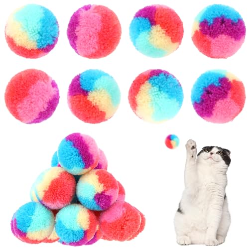 Bruislard Regenbogen Katzenspielzeug Bälle 30 Stück Ndoor Katzen Interaktiver Spielball Weicher Plüsch-Katzenball Weihnachts Katzenball für Katzen Kätzchen Haustiere von Bruislard