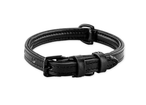 Brute Strength Hundehalsband aus Leder - Schwarz mit schwarzen Nähten - S - 26-33 cm von Brute Strength