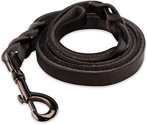 Leder Hundeleine - geflochten - 180cm - Ganz schwarz von Brute Strength