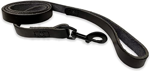 Leder Hundeleine - mit Naht - 140cm - Ganz schwarz Leder Hundeleine - mit Naht - 140cm - Ganz schwarz von Brute Strength