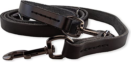 Leder Hundeleine - vielseitig einsetzbar - 220cm - Ganz schwarz von Brute Strength