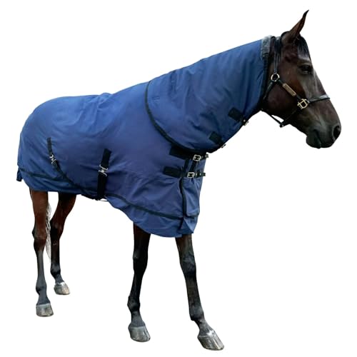 Winterpferdedecke, wasserdicht, 1200D Ripstop, mittelschwer, mit abnehmbarem Halsbezug, Marineblau, Größe 72 Winterpferdedecke, wasserdicht, 1200D Ripstop, mittelschwer, mit abnehmbarem Halsbezug, Marineblau, Größe 72 von Brvoyep