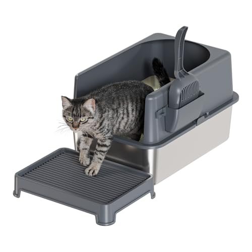 Bsadne High-Sided Edelstahl Katzenklo, Edelstahlklo mit Deckel, mittelgroßes Katzenklo, leicht zu reinigendes Metallklo für Katzen (20''L X 14''B X 12''H mit Schaufel&Matte) Bsadne High-Sided Edelstahl Katzenklo, Edelstahlklo mit Deckel, mittelgroßes Katzenklo, leicht zu reinigendes Metallklo für Katzen (20''L X 14''B X 12''H mit Schaufel&Matte) von Bsadne