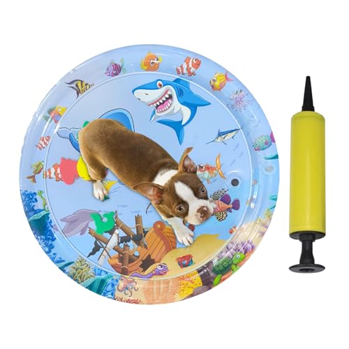 Bsbkoj Interactive Cat Water Mat, Easy to Inflate Cat Toy Animal Design, Cooling Inflatable Pad for Cats and Dogs, Thickened Play Mat, 25.59x21.65/39.37x39.37 Inches von Bsbkoj