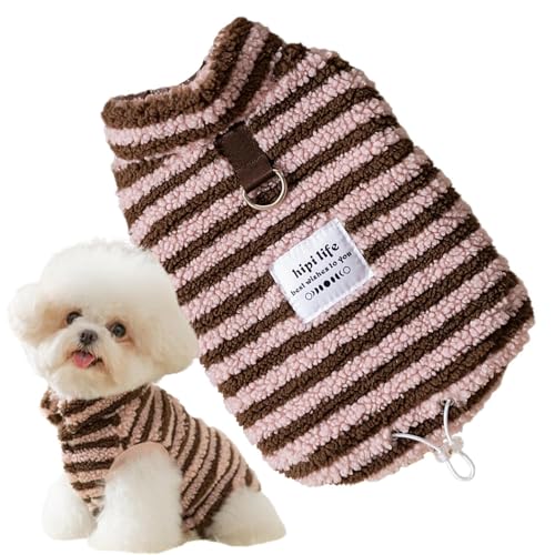 Gestreifter Hundepullover – warmer Fleece-Pullover für kleine und mittelgroße Haustiere mit weichem Stoff für Winterkomfort, leicht zu tragender Pullover-Design, niedliche Kostüme, Urlaubsspaziergänge von Bsbkoj