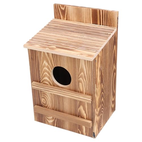 Owl House, Wooden Outdoor Nesting Box with Circular Opening, Easy Assembly Large Birdhouse Portable Compact Versatile Ideal for Kestrels, Includes Mounting Screws, 14.5x7.5x9inc von Bsbkoj
