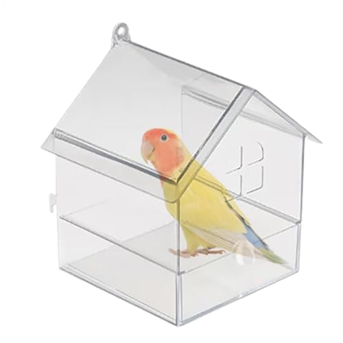 Parakeet Bath Cage, Bird Bathtub with Drawer, 14.5x14x18.5cm/5.71x5.51x7.28 Inches Acrylic Shower Box, Large No-Leakage Bathing Tub Bowl for Canary, Indoor Cage Accessories von Bsbkoj